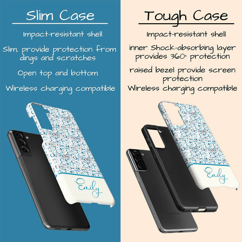 Custom Name Blue Mediterranean Tiles Galaxy Case