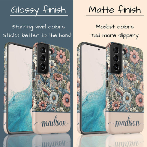 Custom Name Botanical Wildflowers Meadows Galaxy Case