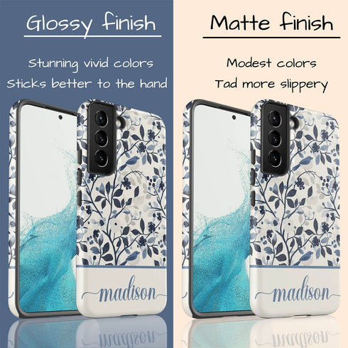 Custom Name Blue Bird & Flower Galaxy Case