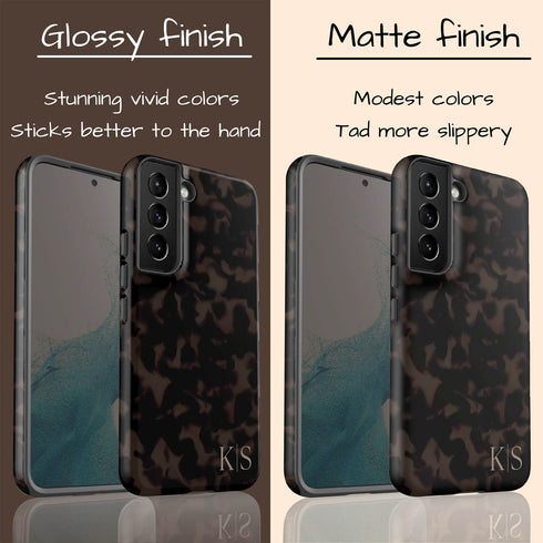 Custom Initials Dark Tortoiseshell Galaxy Case - Edge