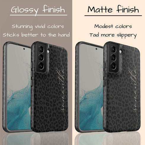 Leopard Custom Calligraphy Name Galaxy Case - Vertical