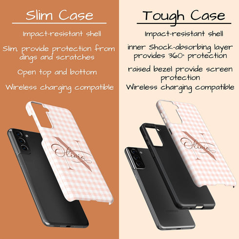 Custom Gingham Name & Initials Galaxy Case