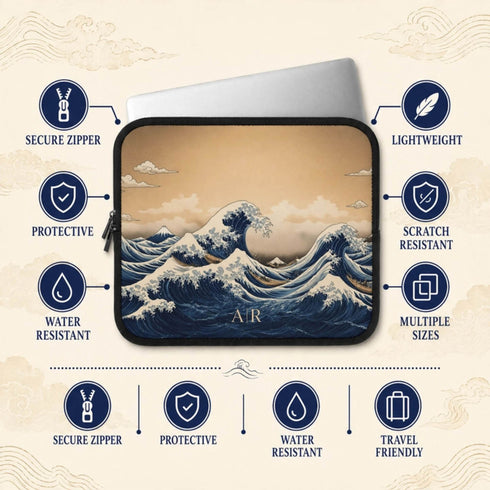 Personalized The Great Wave off Kanagawa Laptop Sleeve