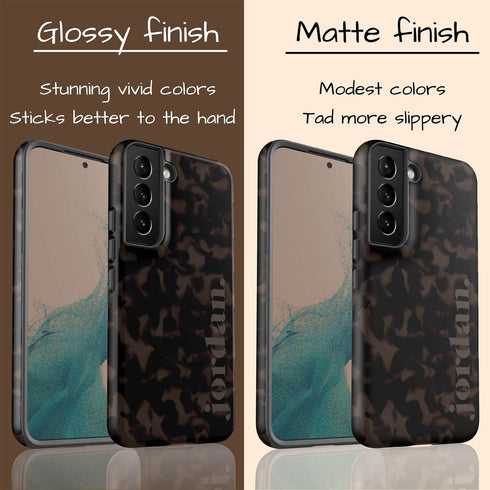 Custom Name Dark Tortoiseshell Serif Galaxy Case