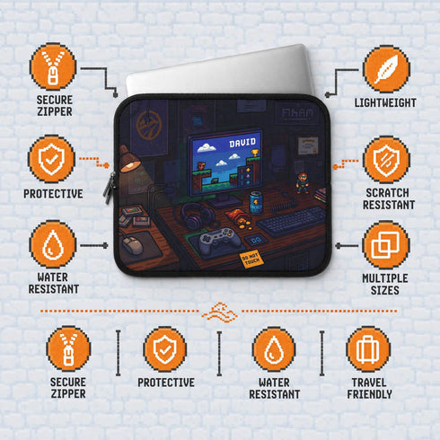 Personalized Retro Gamer Desktop Laptop Sleeve