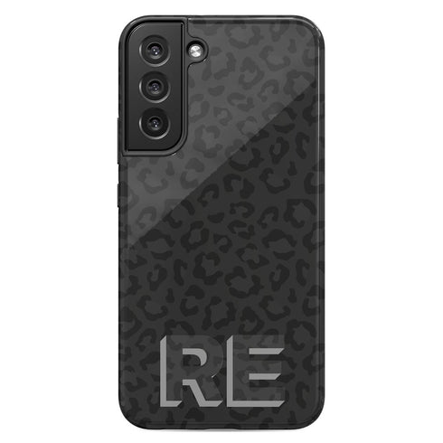 Custom 3D Initials Dark Leopard Galaxy Case - Centered