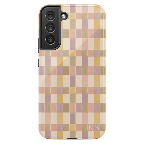 Custom Initials Tartan Plaid Checkerboard Galaxy Case