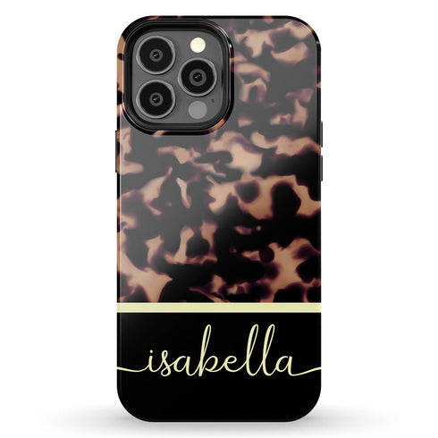 Custom Name Dark Tortoiseshell iPhone Case