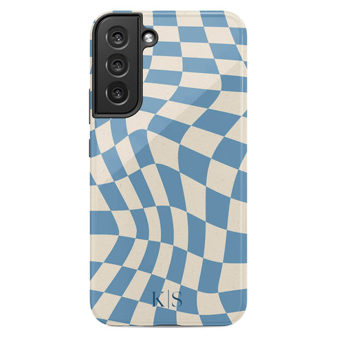 Custom Initials Wavy Groovy Checkerboard Galaxy Case