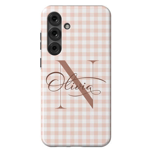 Custom Gingham Name & Initials Galaxy Case