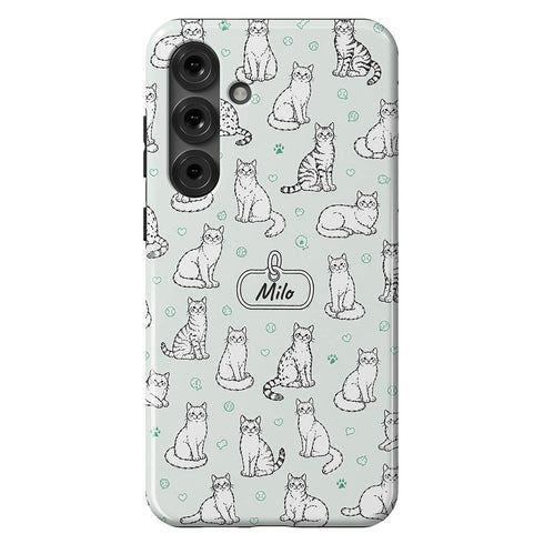 Personalized Cat Doodle Tag Galaxy Case