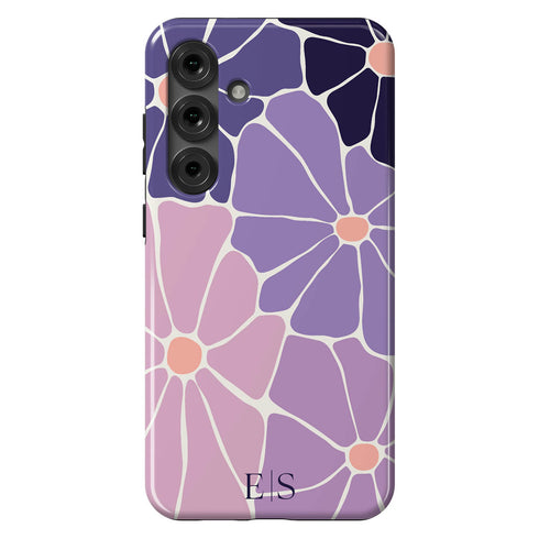 Custom Initials Abstract Flowers Galaxy Case - V1