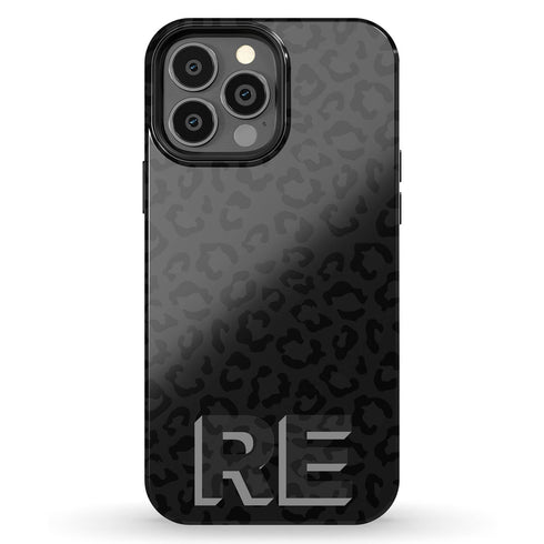 Custom 3D Initials Dark Leopard iPhone Case - Centered