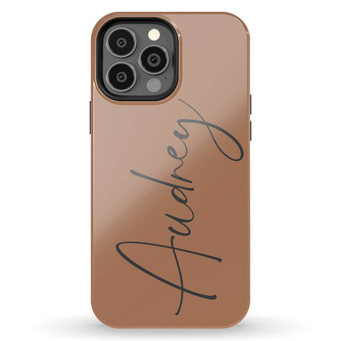 Custom Signature Name Earth Tones iPhone Case - Dark