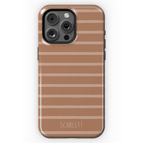 Custom Name Earth Tone Stripes iPhone Case