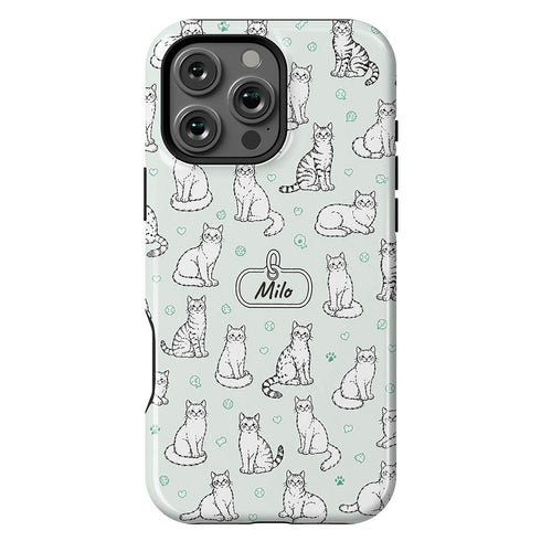 Personalized Cat Doodle Tag iPhone Case