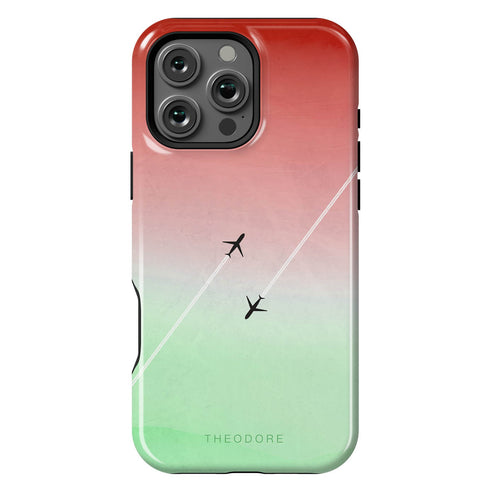 Personalized Pastel Gradient Sky Airplane iPhone Case