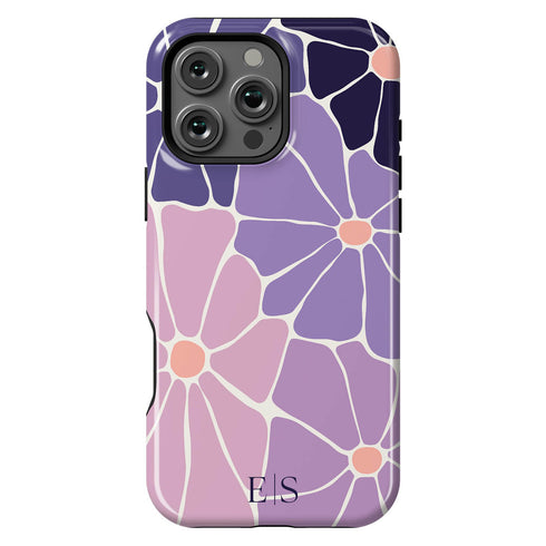 Custom Initials Abstract Flowers iPhone Case - V1