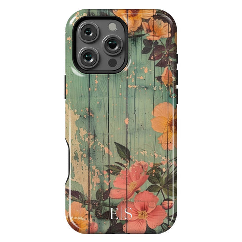 Custom Initials Boho Chic Vintage Floral iPhone Case