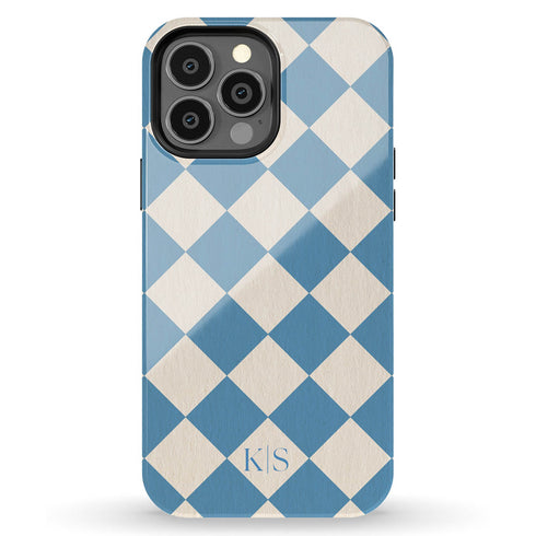 Custom Initials Argyle Checkerboard iPhone Case