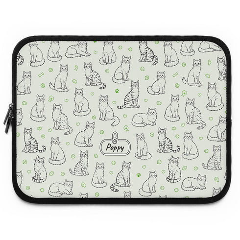 Personalized Cat Doodle Tag Laptop Sleeve