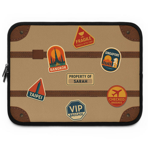 Personalized Travel Sticker Suitcase Laptop Sleeve