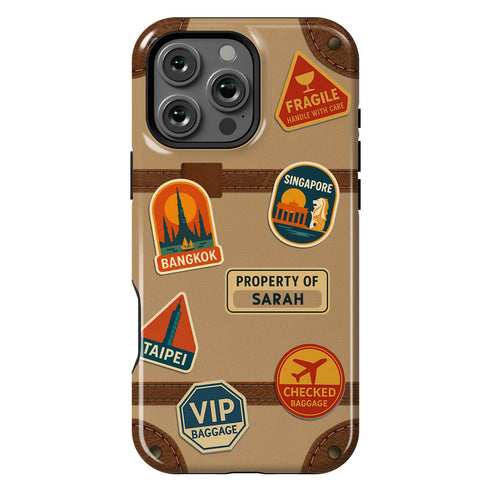 Personalized Vintage Suitcase Sticker iPhone Case