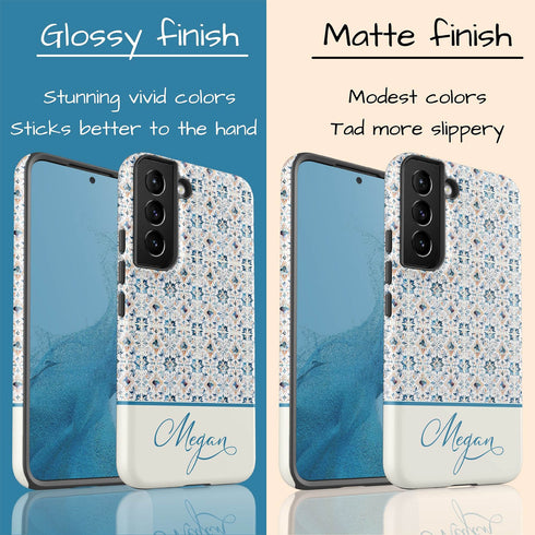 Custom Name Blue Mediterranean Tiles Galaxy Case