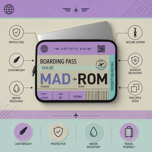 Personalized Boarding Pass Laptop Sleeve