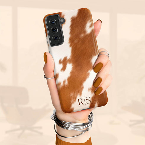Custom Initials Cowhide Galaxy Case