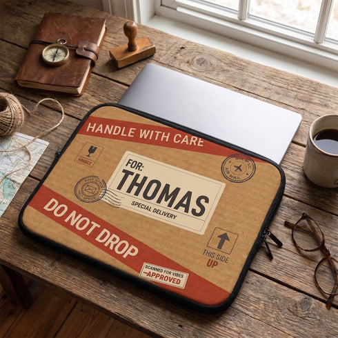 Personalized Fragile Handle With Care Laptop Sleeve