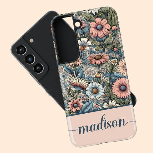 Custom Name Botanical Wildflowers Meadows Galaxy Case