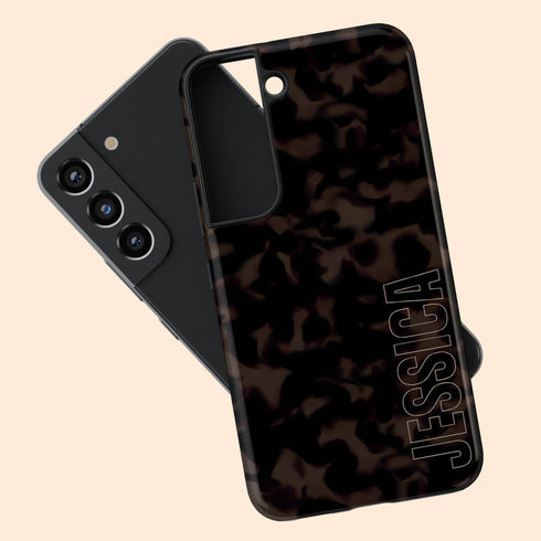 Custom Name Dark Tortoiseshell Galaxy Case - Vertical