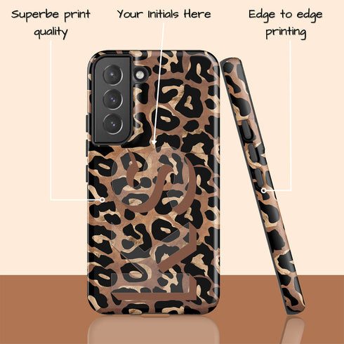 Wild Metallic Leopard 3D Initials Galaxy Case