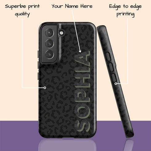 3D Custom Name Dark Leopard Galaxy Case