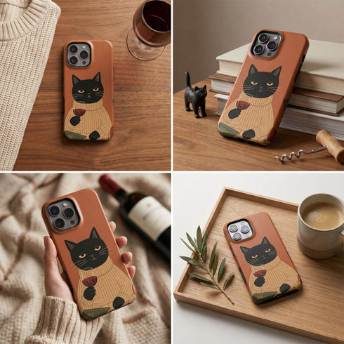 Personalized Zen Wine Cat iPhone Case