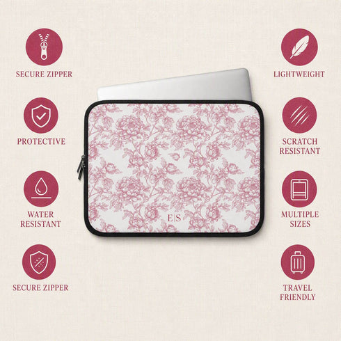 Personalized French Toile De Jouy Laptop Sleeve