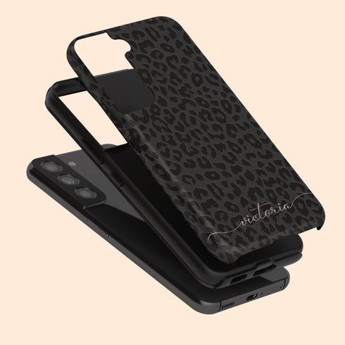 Leopard Custom Calligraphy Name Galaxy Case - Horizontal