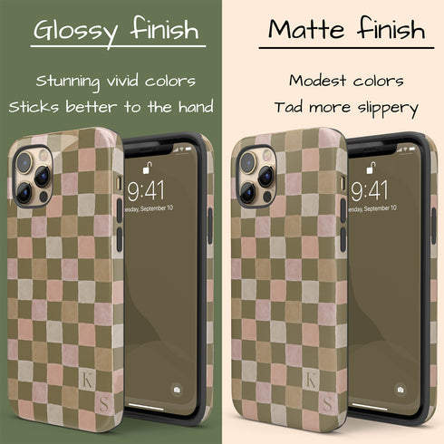 Custom Initials Watercolor Checkerboard iPhone Case