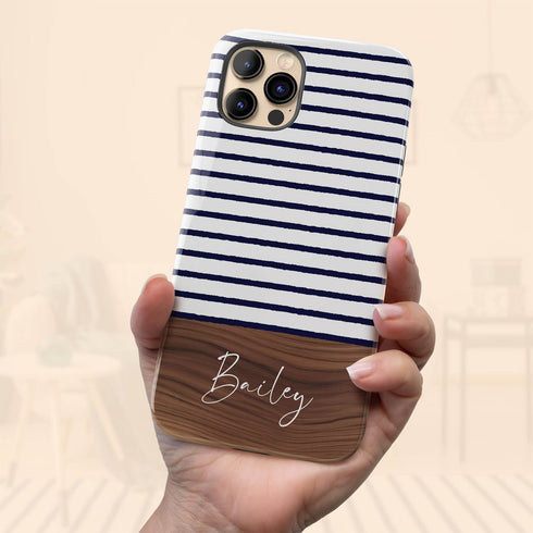 Custom Name Rustic Wood Stripes iPhone Case