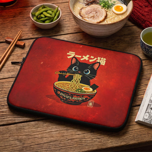 Personalized Ramen Cat Laptop Sleeve