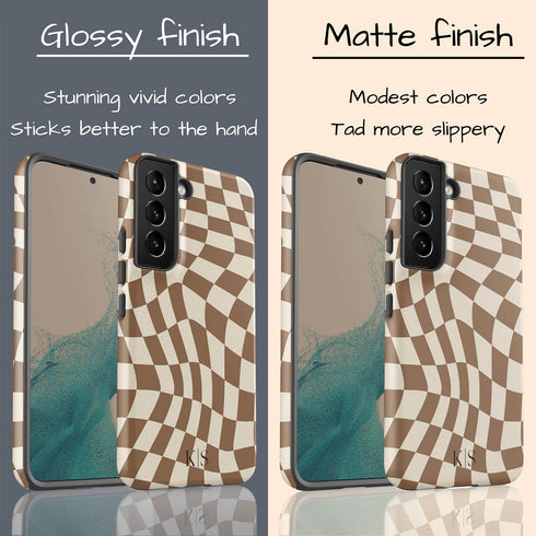 Custom Initials Wavy Groovy Checkerboard Galaxy Case