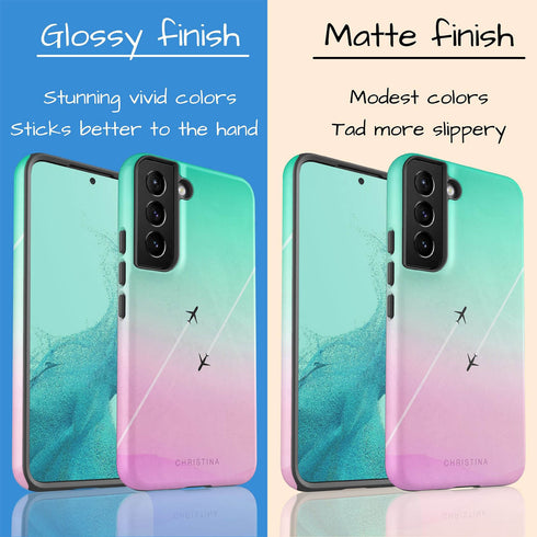 Personalized Pastel Gradient Sky Airplane Galaxy Case