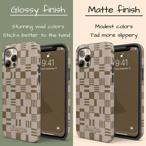 Custom Name Retro Geometric Checkerboard iPhone Case