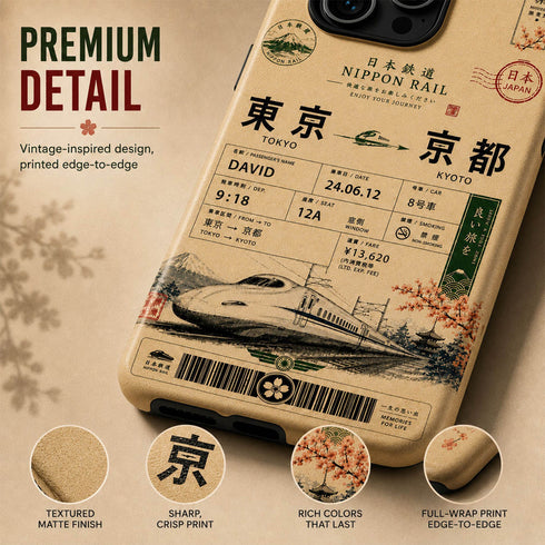 Personalized Vintage Japanese Train Ticket iPhone Case