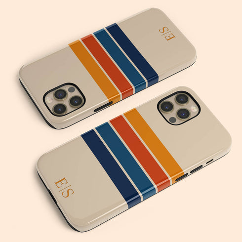 Custom Initials Retro Stripes iPhone Case