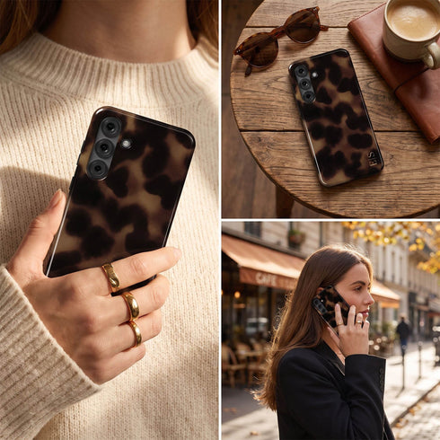 Personalized Amber Tortoise Vertical Initials Galaxy Case