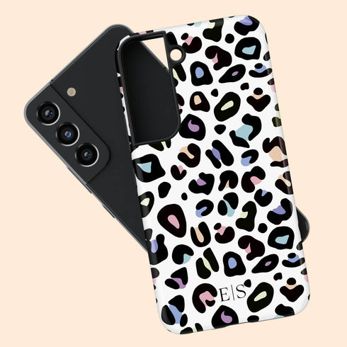 Custom Initials Candy Leopard Galaxy Case