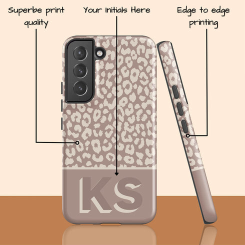 Boho Leopard 3D Initials Galaxy Case