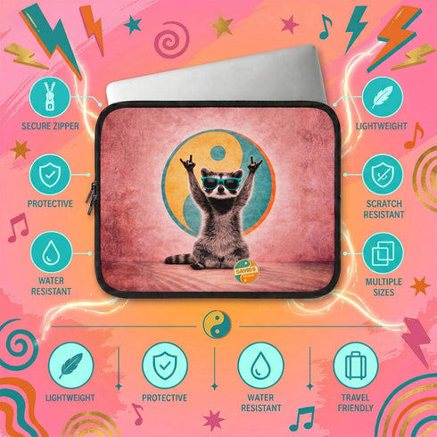 Personalized Groovy Raccoon Laptop Sleeve